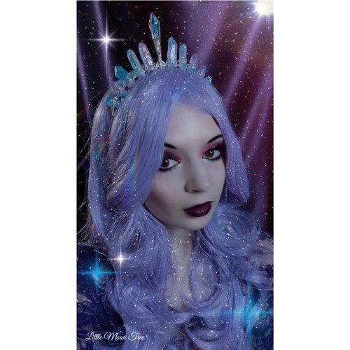 Model wearing Unicorn Queen crown.