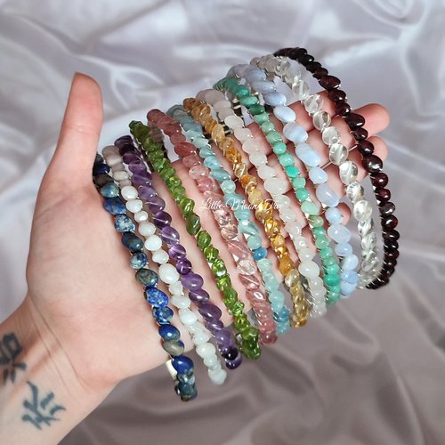 Crystal headbands with various gemstones.