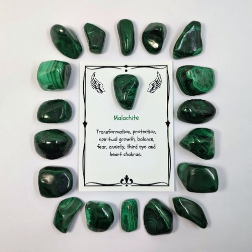 Malachite polished tumblestone.