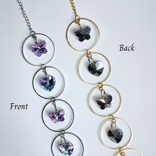 Moon, star, heart and butterfly ring suncatchers in silver or gold.