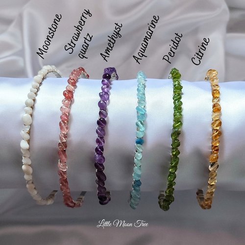 Crystal headbands with various gemstones.