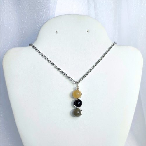 Evil entity protection pendant with citrine, onyx and labradorite.
