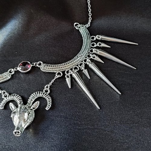 Baphomet Spiked Bib Necklace