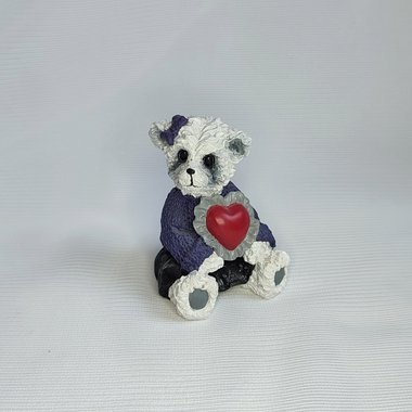 Gothic bear figurine with heart handpainted.