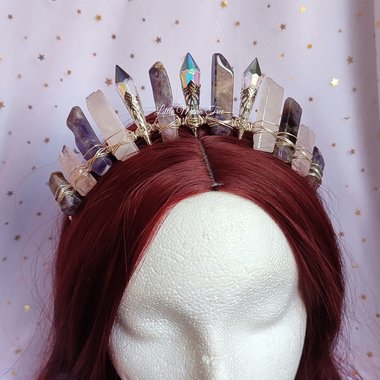 Gracie Crown with amethyst, rose quartz and glass crystals.